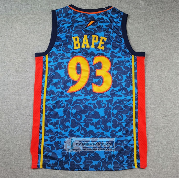 Camiseta Golden State Warriors NO 93 Bape Mitchell & Ness 2009-10 Azul